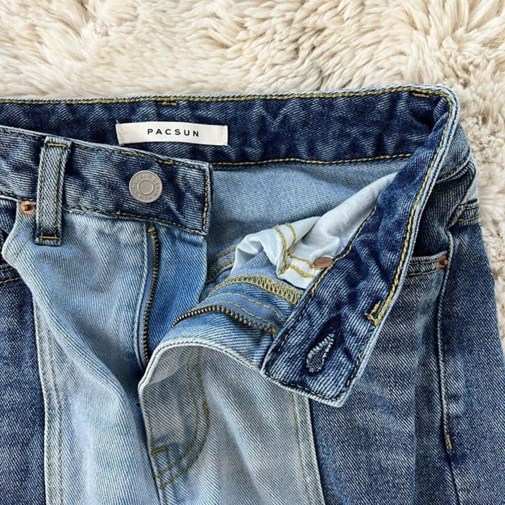 PacSun 90s Eco Two-Tone High Rise Colorblock Patch Boyfriend Jeans Women's 24 - Picture 9 of 15